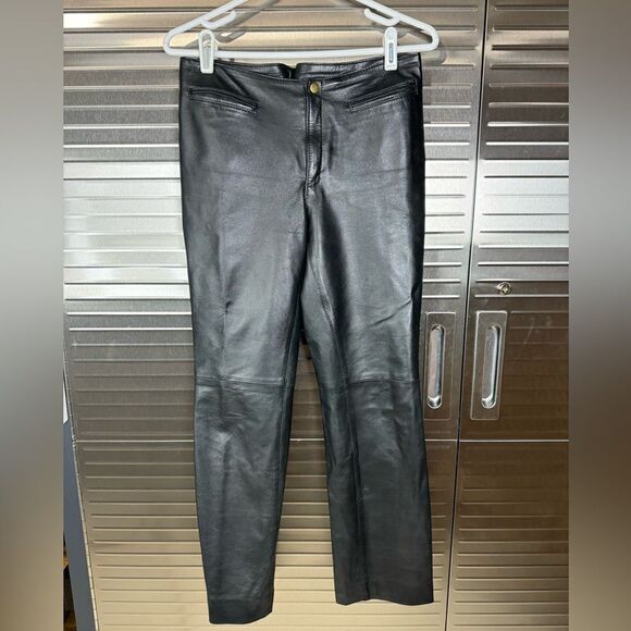 Maybe.com Argentina Black Genuine Leather Pants 6 - Picture 1 of 10